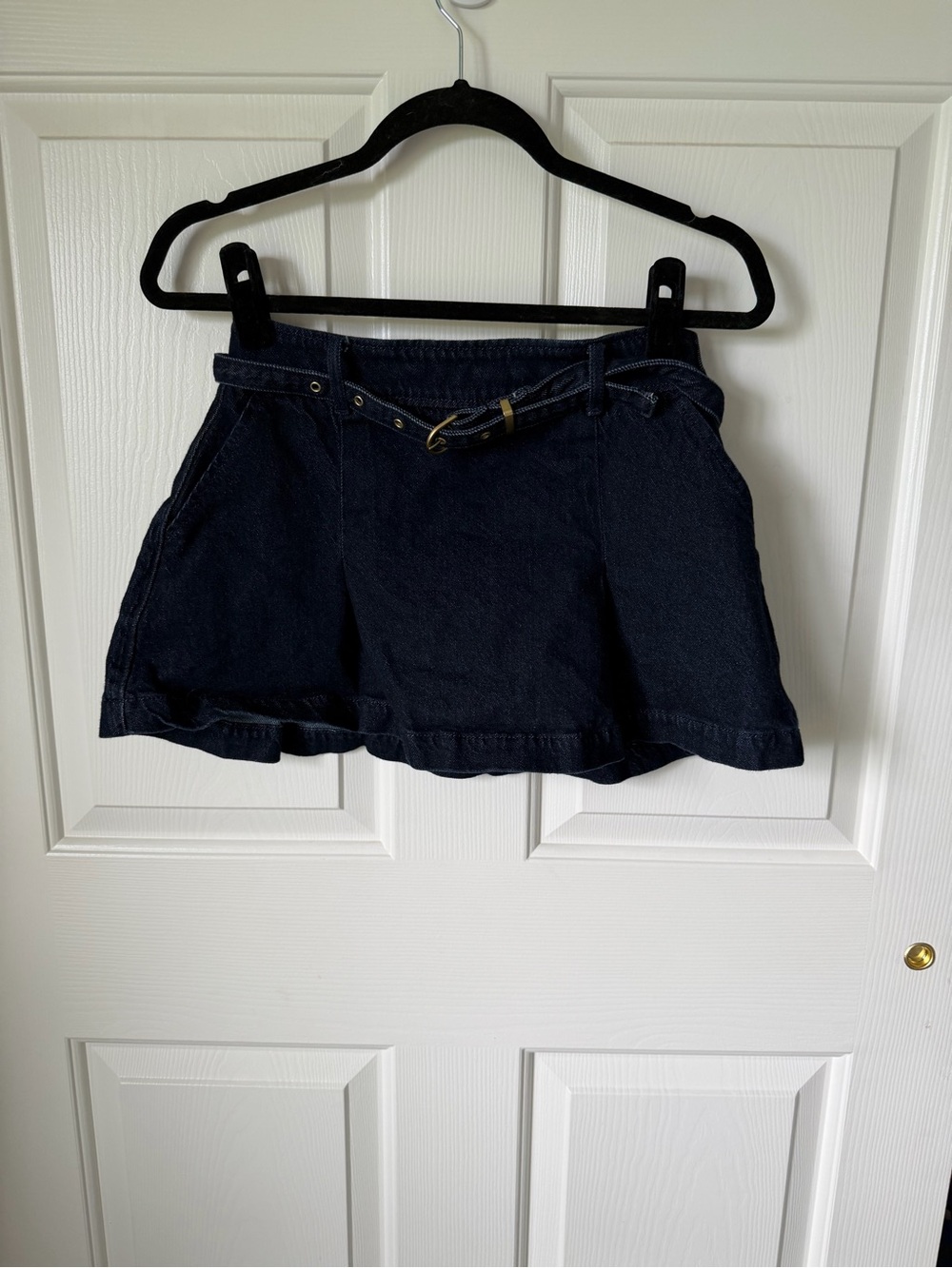 Dark Blue Denim Women's Skort with Belt